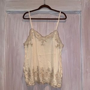 American Eagle Cream Linen and Lace Top